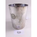 A silver plated small tankard by Henry Hobson and Sons, circa 1900 issued to the PHSA (The Peoples