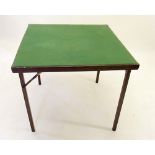 A folding card table 30" square