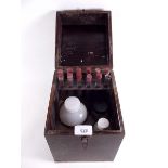 An oak cased vintage soil testing kit