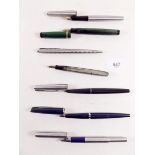 Various old ink pens including Swan Lever by Mabie Todd