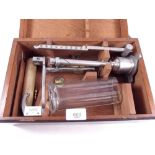 A specific gravity balance in mahogany case by Sartorius