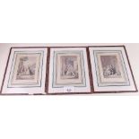 Three French fashion prints - 11 x 9cm