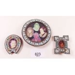 Three small mosaic picture frames - the circular frame 8cm