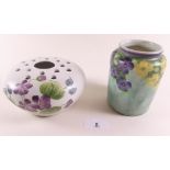 A Radford floral vase painted flowers - 10cm and rose bowl painted violets