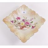 An Edwardian Carlton Ware floral painted square dish