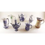 Four various jugs, a Broadhurst coffee pot, Abbey water jug and Delft ewer