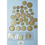 A quantity of silver content coins, British Pre 1947 including: threepences, sixpences, shillings,