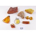 A selection of natural amber etc.