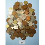 A quantity of world coins mainly 20th century, countries include: France, Eire, Cyprus, Greece,