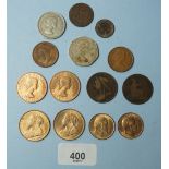 A quantity of pre decimal and decimal coinage including: Victoria pennies (2 off) 1900 veiled