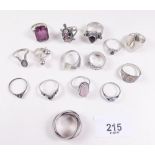 A selection of silver and white metal rings