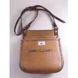 A vintage milkmans leather money pouch or bag 'Express Dairy'