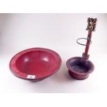 A Chinese lacquer bowl and ladle