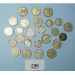 A quantity of silver content coins in threepences and sixpences, Victoria through George VI,