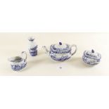 A Spode Italian miniature vase, teapot, milk and sugar