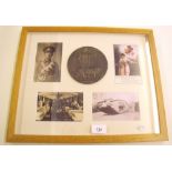 A reproduction collage of WWI memorabilia including a reproduction death plaque