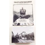 A collection of photographs of old trains and a Talyllyn Railway brochure