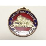 Of railway interest - a 9ct gold and enamel National Union of Railwaymen medal to Bro W Haines