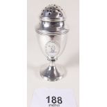 A George III silver urn form pepper pot by Henry Chawner & John Emes, London 1797