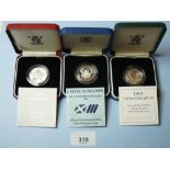 A collection of Royal Mint issue: silver proof two pound coins including: (a) £2 UK Commonwealth