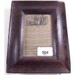 A Regency commemorative framed engraved song 'Caroline Queen of England' published by Crabbe