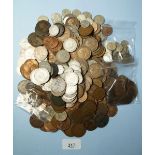 A quantity of British pre decimal coinage, approx two kilo's including: farthings, halfpennies,