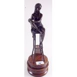 A contemporary hot cast bronze sculpture "Charlotte" after Pierre Collinet with foundry coin, on a