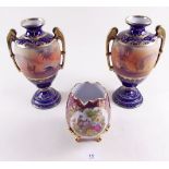 A pair of Noritake vases painted desert scenes with camels - 20cm and a Limoges vase