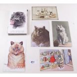 Postcards - cats, range including glass eyes (2) Louis Wain (2) Valter, Bebb, Kirmse, Catland