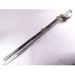 A George the fifth Naval Officers sword in leather scabbard