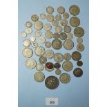 A quantity of silver content coins pre 1920 and 1947 approx 200 grams silver content, plus