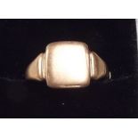 A 9ct gold signet ring, a/f - 2g, size R