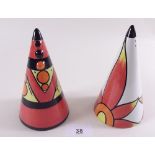 Two Loran Bailey Art Deco style conical sugar sifters - one limited edition 239/250