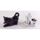 A black cat spill vase and an angel spill vase