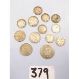 A group of silver GB coinage including shilling and sixpences approx 20g silver content, Cond Poor