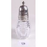 A cut glass silver topped sugar castor - Birmingham 1936