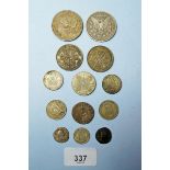 A quantity of silver content coins including: British sixpence, shillings, florin and halfcrowns (2)