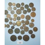 A quantity of copper/bronze British coinage 17th, 18th and 19th century examples include: William