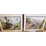 A pair of railway prints by Don Brecon - 29 x 39cm