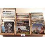 Postcards - large quantity in three wooden boxes, mainly 60's - 90's era topo, chiefly GB (many