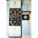 Three Royal mint issues including: UK proof coin collections 1985 and 1986 editions, plus The
