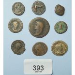 A quantity of ancient coins mainly Roman issues, imperial coinage AD235-285, BC issues Julius Caesar