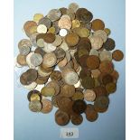 A quantity of world coinage mainly British pre-decimal including farthings, halfpennies, pennies,