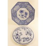 A Spode "Signature Colleciton" large octagonal plate and a Spode cake stand