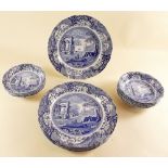 A Copeland Spode Italian set of six dinner plates and nine fruit bowls