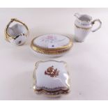 Four Limoges gilded items including jug and trinket boxes