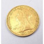 A QV gold sovereign 1893, Cond. Fine