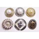 Six vintage scarf clips