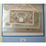 Folder containing banknotes from: 13 notes including Russia: 500 rubles 1912, 5k 1919, 250 1918,