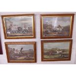 A set of four walnut framed hunting prints - 22 x 32cm